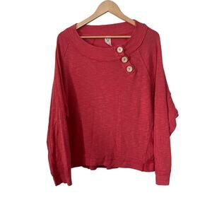 We The Free Don't Forget Me Pullover Sweater Women's Size Large Coral Pink